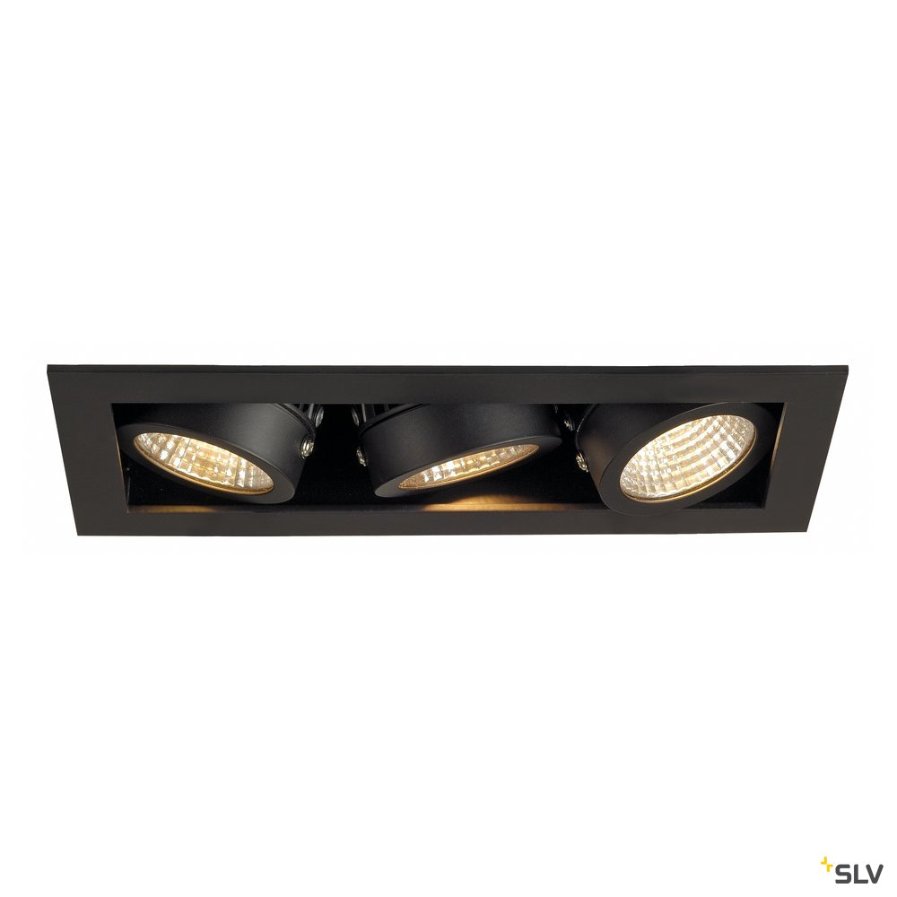 SLV KADUX LED DL Set, mattschwarz, 3x9W, 38°, 3000K, inkl. Treiber