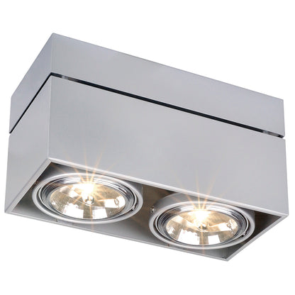 SLV KARDAMOD SURFACE SQUARE QRB DOUBLE Deckenleuchte, eckig, silbergrau, max. 2x50W