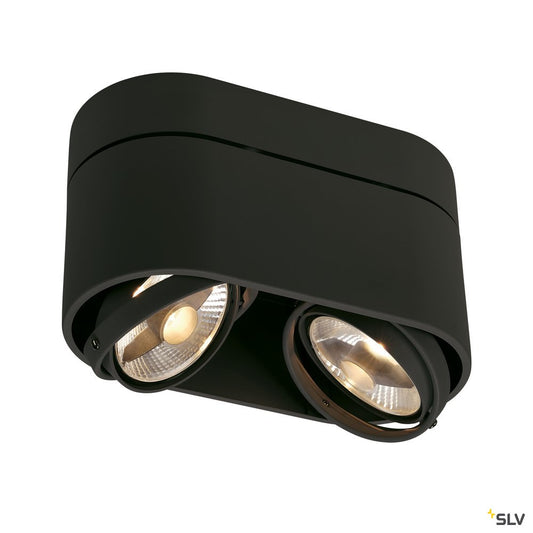 SLV KARDAMOD SURFACE ROUND ES111 DOUBLE Deckenleuchte, rund, schwarz, 2xGU10, max. 2x75W