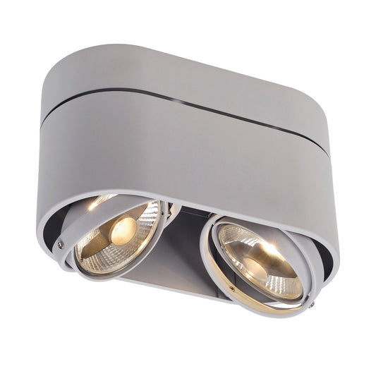 SLV KARDAMOD SURFACE ROUND ES111 DOUBLE Deckenleuchte, rund, silbergrau, 2xGU10, max. 2x75W