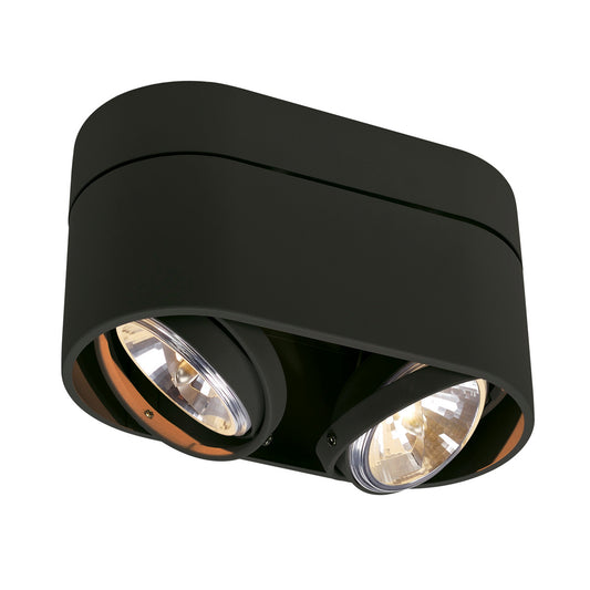 SLV KARDAMOD SURFACE ROUND QRB DOUBLE Deckenleuchte, rund, schwarz, max. 2x50W