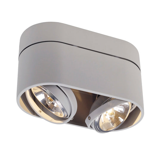 SLV KARDAMOD SURFACE ROUND QRB DOUBLE Deckenleuchte, rund, silbergrau, max. 2x50W