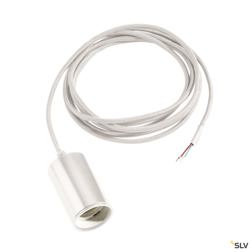 SLV FITU E27 Pendelleuchte, rund, weiss, E27, max. 60W, 2.5m Kabel mit offenem Kabele.