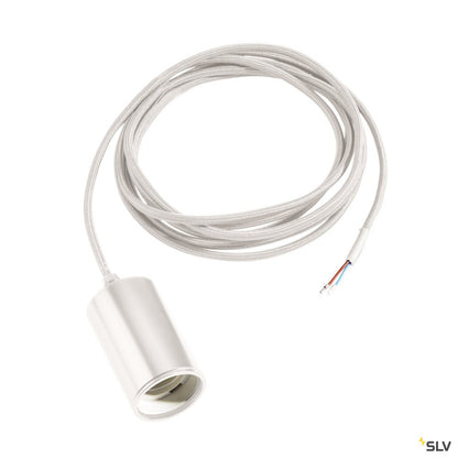 SLV FITU E27 Pendelleuchte, rund, weiss, E27, max. 60W, 2.5m Kabel mit offenem Kabele.