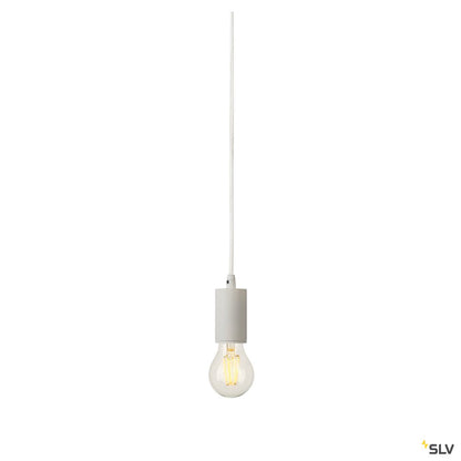 SLV FITU E27 Pendelleuchte, rund, weiss, E27, max. 60W, 2.5m Kabel mit offenem Kabele.