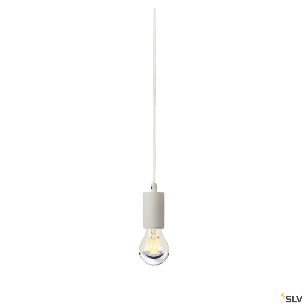 SLV FITU E27 Pendelleuchte, rund, weiss, E27, max. 60W, 2.5m Kabel mit offenem Kabele.