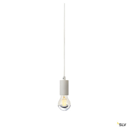 SLV FITU E27 Pendelleuchte, rund, weiss, E27, max. 60W, 2.5m Kabel mit offenem Kabele.