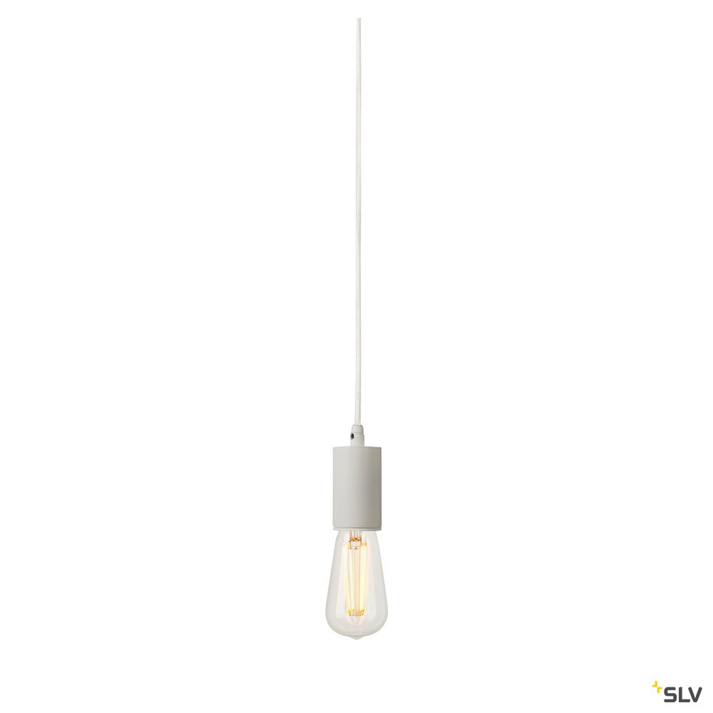 SLV FITU E27 Pendelleuchte, rund, weiss, E27, max. 60W, 2.5m Kabel mit offenem Kabele.