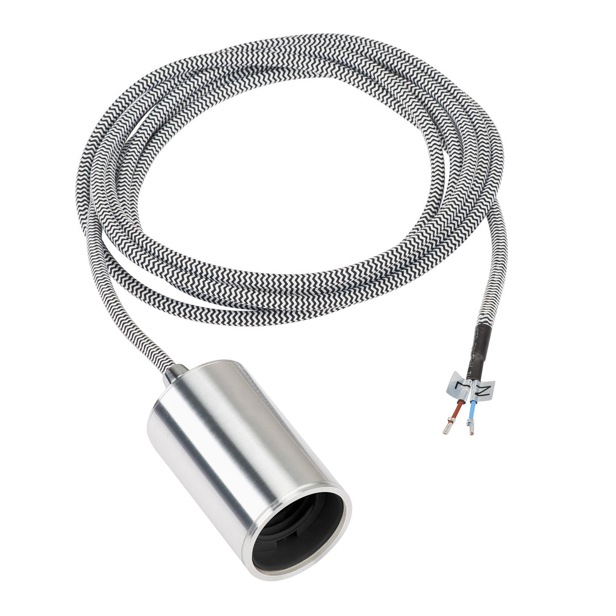 SLV FITU E27 Pendelleuchte, rund, alu brushed, E27, max. 60W, 2.5m Kabel mit offenem Kabele.