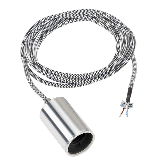 SLV FITU E27 Pendelleuchte, rund, alu brushed, E27, max. 60W, 2.5m Kabel mit offenem Kabele.