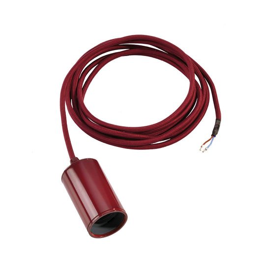 SLV FITU E27 Pendelleuchte, rund, weinrot, E27, max. 60W, 2.5m Kabel mit offenem Kabele.
