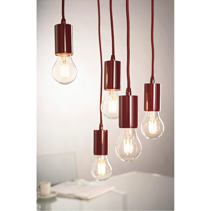 SLV FITU E27 Pendelleuchte, rund, weinrot, E27, max. 60W, 2.5m Kabel mit offenem Kabele.