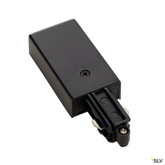 SLV Einspeiser für 1-Phasen HV-Stromschiene, Aufbauversion schwarz, Erde links