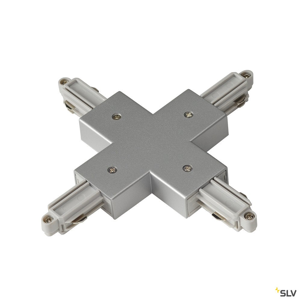 SLV X-Verbinder für 1-Phasen HV-Stromschiene, Aufbauversion silbergrau