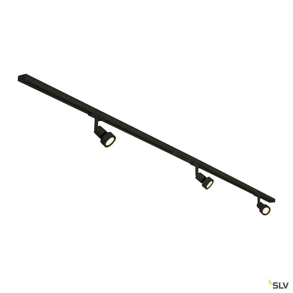 SLV 1-Phasen Hochvolt-Set 3, schwarz, 2x1m, inkl.3xPURI und LED Leuchtmittel 4,3W