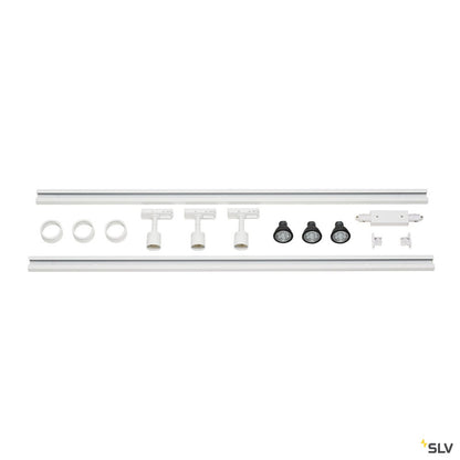 SLV 1-Phasen Hochvolt-Set 3, weiss, 2x1m, inkl. 3xPURI und LED Leuchtmittel 4,3W