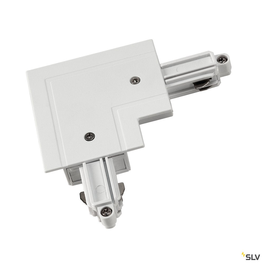 SLV Eckverbinder für 1-Phasen HV-Stromschiene, Einbauversion weiss, Erde aussen