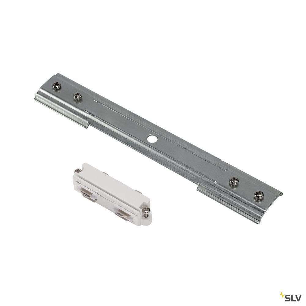 SLV Längsverbinder für 1-Phasen HV-Stromschiene, Einbauversion weiss/nickel matt,
