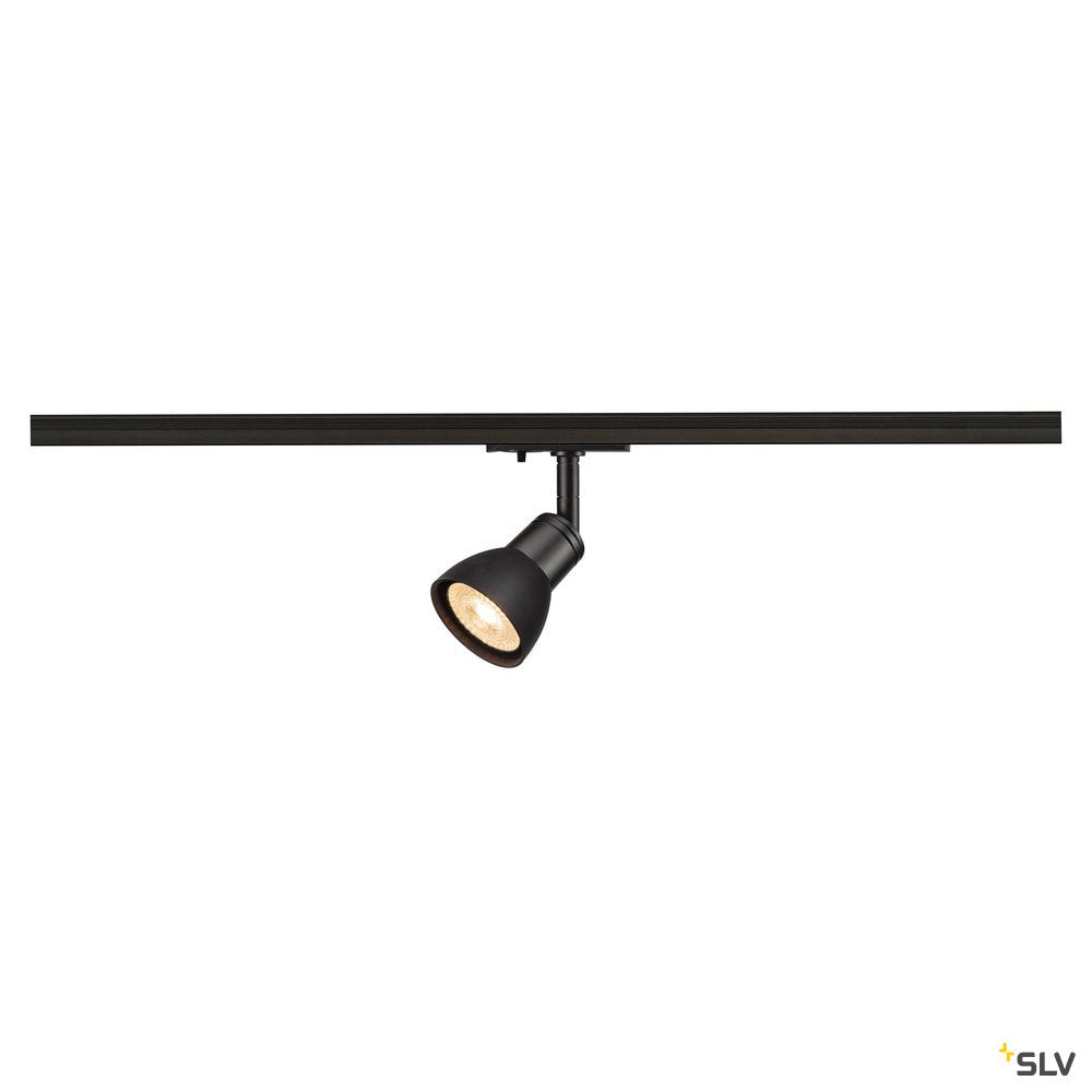SLV PURIA Spot, schwarz, GU10, max. 50W, inkl. 1P.-Adapter, mit matt-schwarzem Glas
