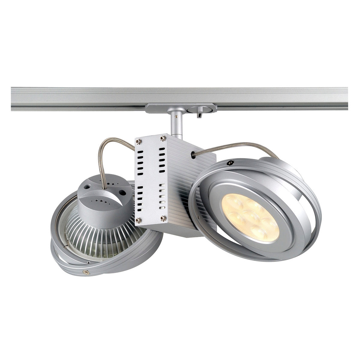 SLV TEC 2 QRB111 Strahler, silber- grau, 2xG53, max. 50W, inkl. 1P.-Adapter