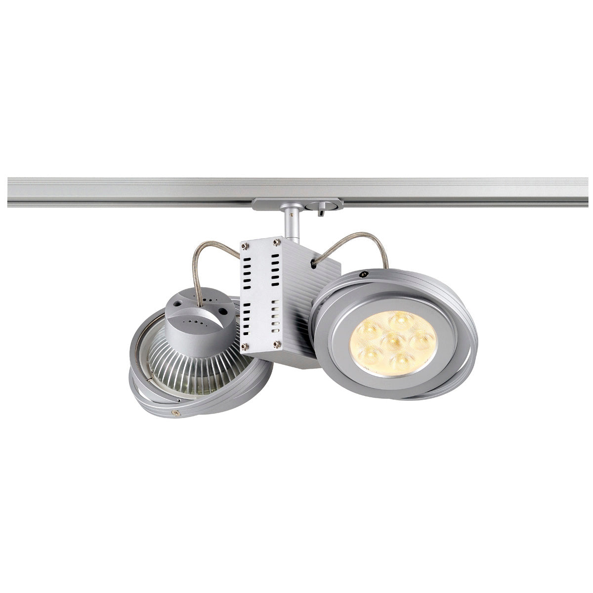 SLV TEC 2 QRB111 Strahler, silber- grau, 2xG53, max. 50W, inkl. 1P.-Adapter