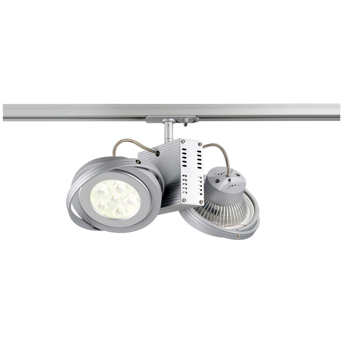 SLV TEC 2 QRB111 Strahler, silber- grau, 2xG53, max. 50W, inkl. 1P.-Adapter