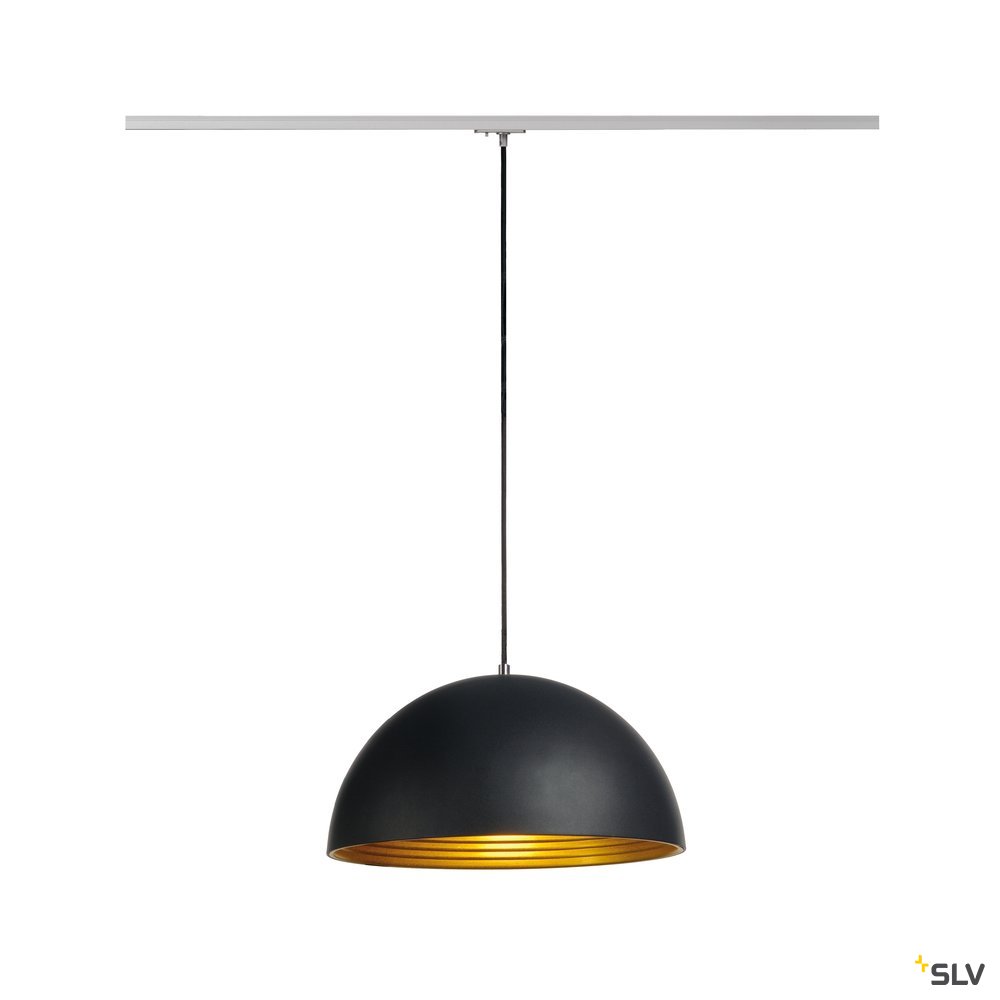 SLV FORCHINI M Pendelleuchte, 40cm, rund, schwarz/gold, E27, inkl. silbernem 1P.-Adapter