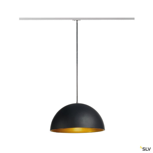 SLV FORCHINI M Pendelleuchte, 40cm, rund, schwarz/gold, E27, inkl. silbernem 1P.-Adapter