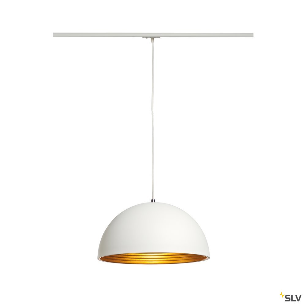 SLV FORCHINI M Pendelleuchte, 40cm, rund, weiss/gold, E27, inkl. weissem 1P.-Adapter