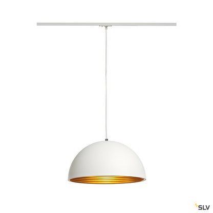 SLV FORCHINI M Pendelleuchte, 40cm, rund, weiss/gold, E27, inkl. weissem 1P.-Adapter
