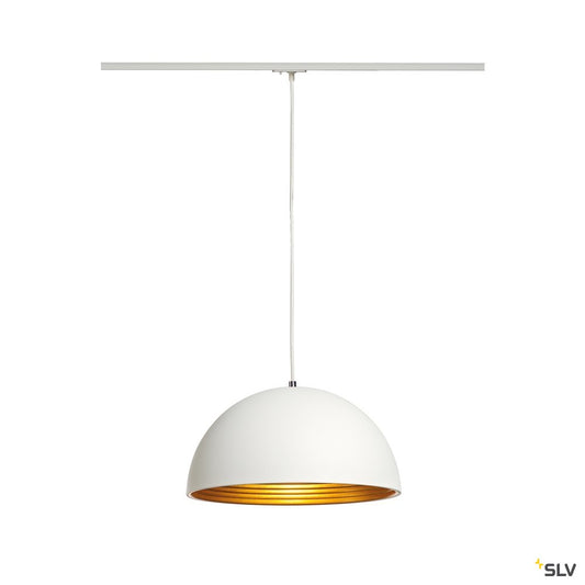 SLV FORCHINI M Pendelleuchte, 40cm, rund, weiss/gold, E27, inkl. weissem 1P.-Adapter