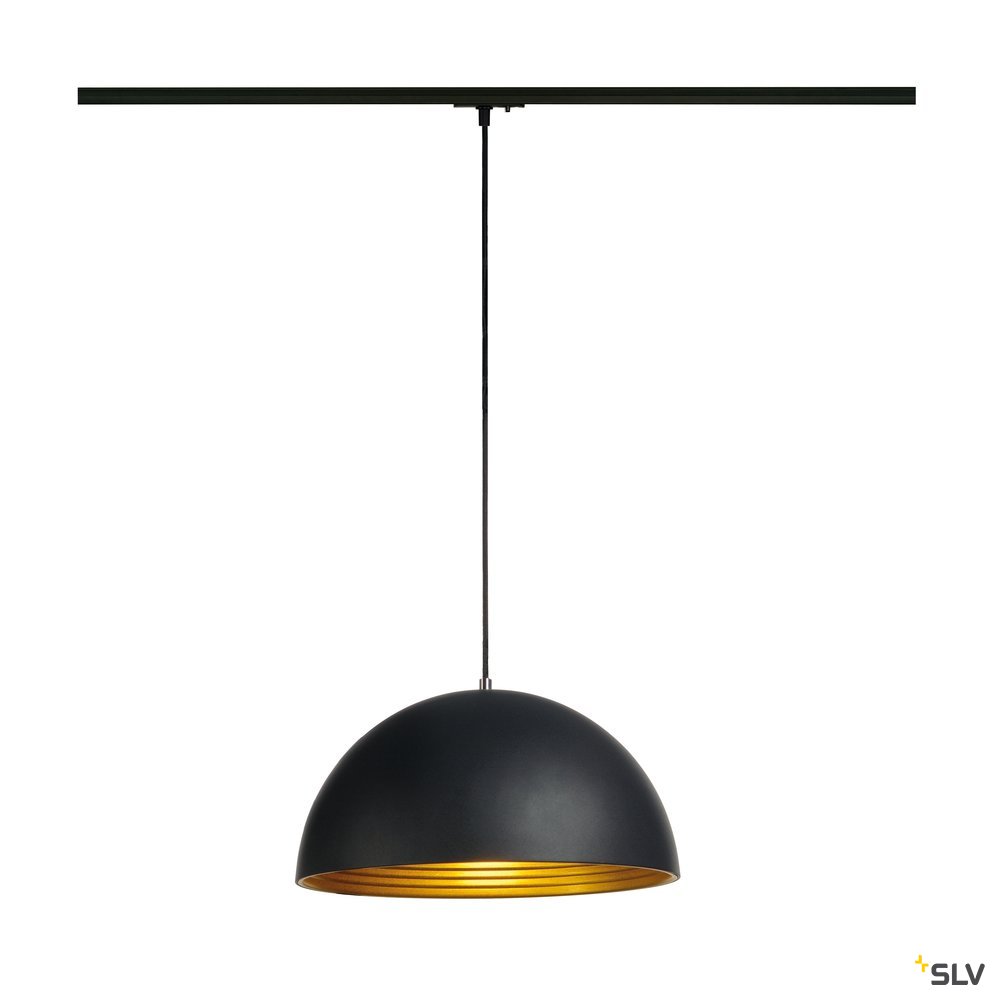 SLV FORCHINI M Pendelleuchte, 40cm, rund, schwarz/gold, E27, inkl. schwarzem 1P.-Adapter