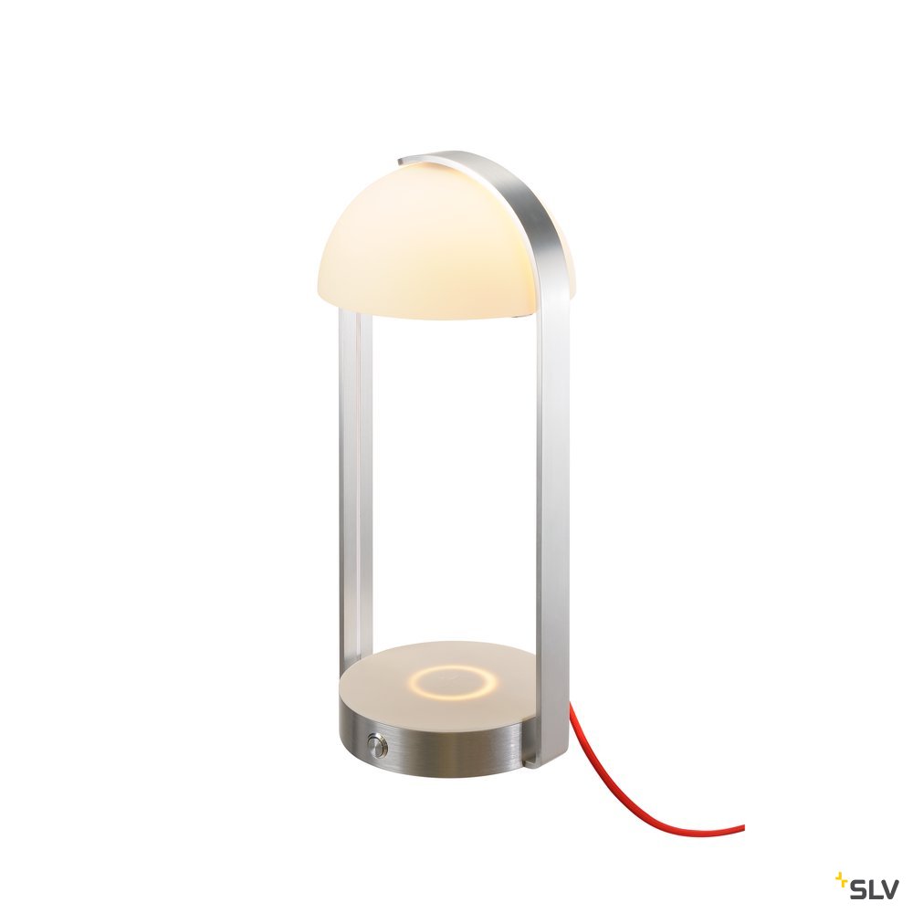 SLV Mod. 86 LED, Tischleuchte + WL USB, weiss/ silber