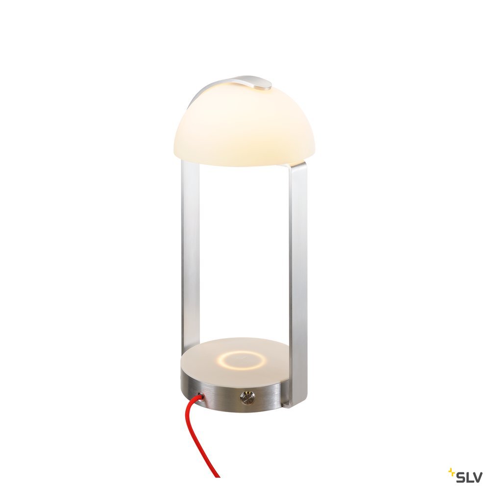 SLV Mod. 86 LED, Tischleuchte + WL USB, weiss/ silber