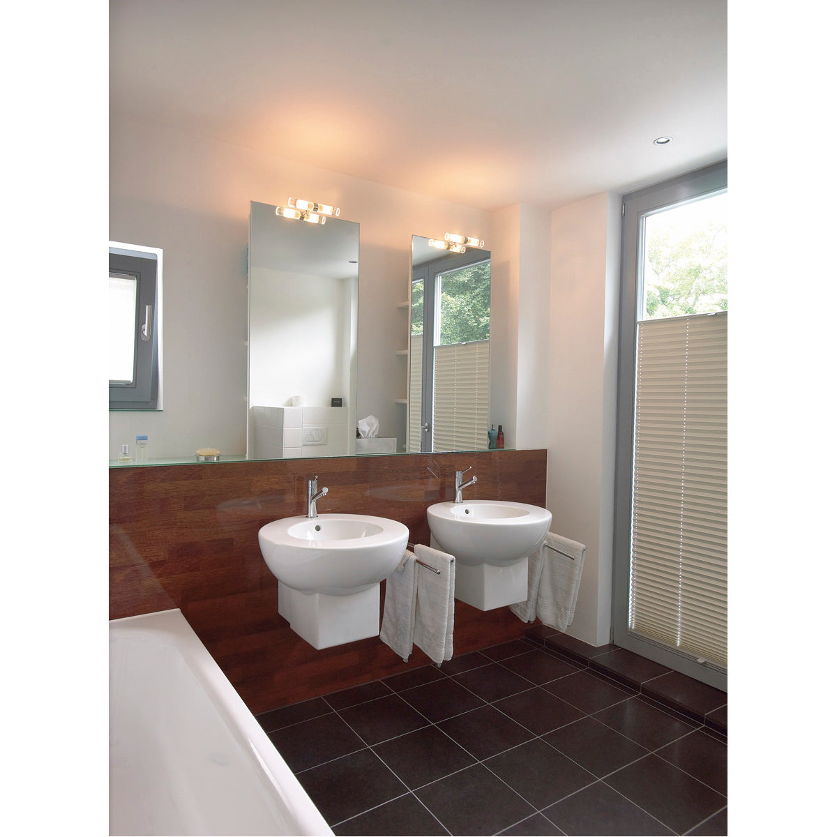 SLV MIBO STRAIGHT Spiegelleuchte, chrom, Glas teilsatiniert, 2xG9, max. 2x25W