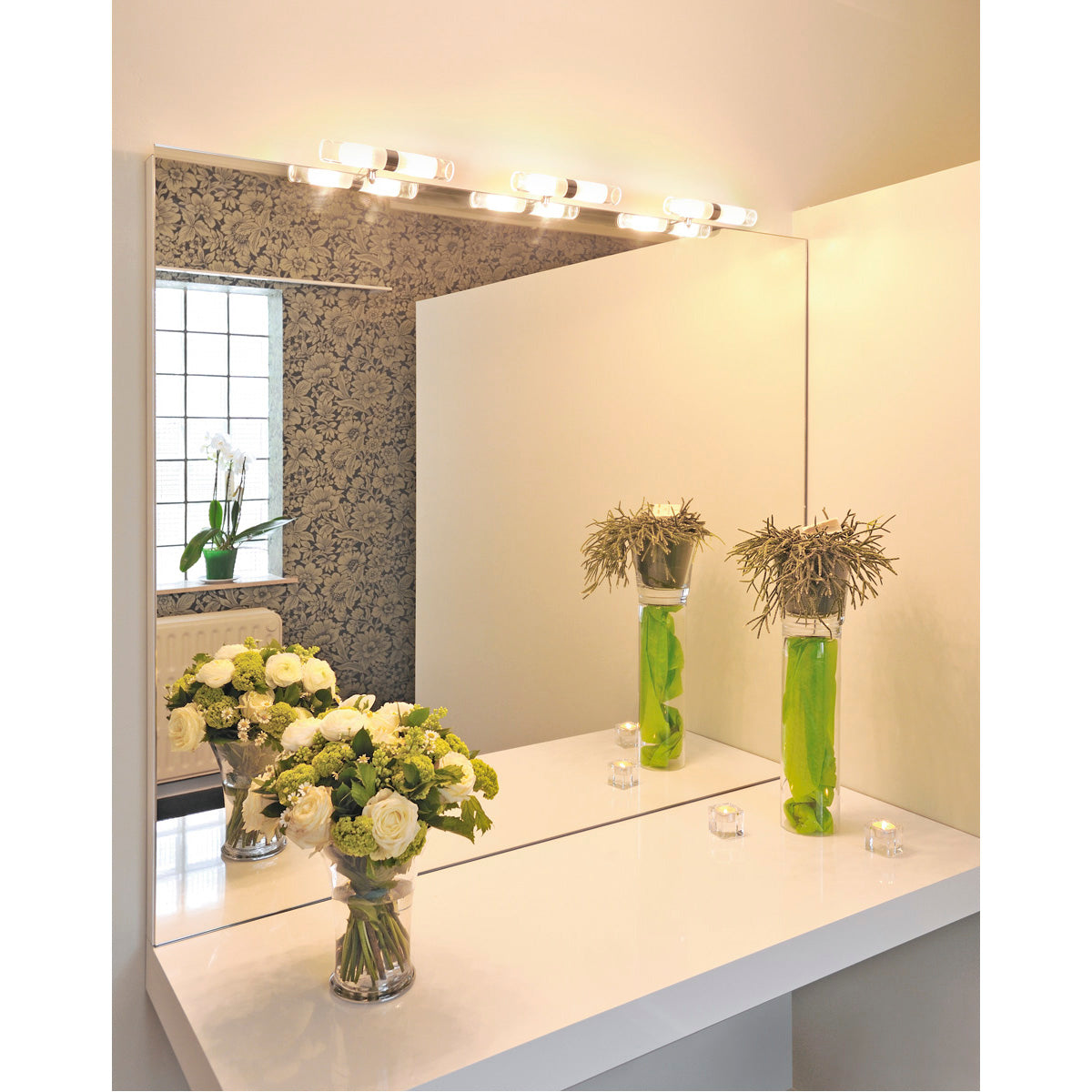 SLV MIBO STRAIGHT Spiegelleuchte, chrom, Glas teilsatiniert, 2xG9, max. 2x25W