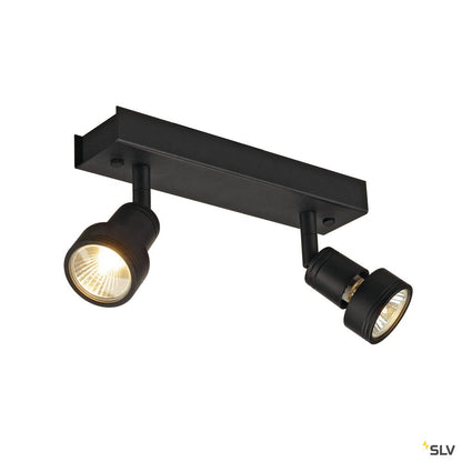 SLV PURI 2 Deckenleuchte, matt- schwarz, 2xGU10, max. 2x50W, mit Decoring