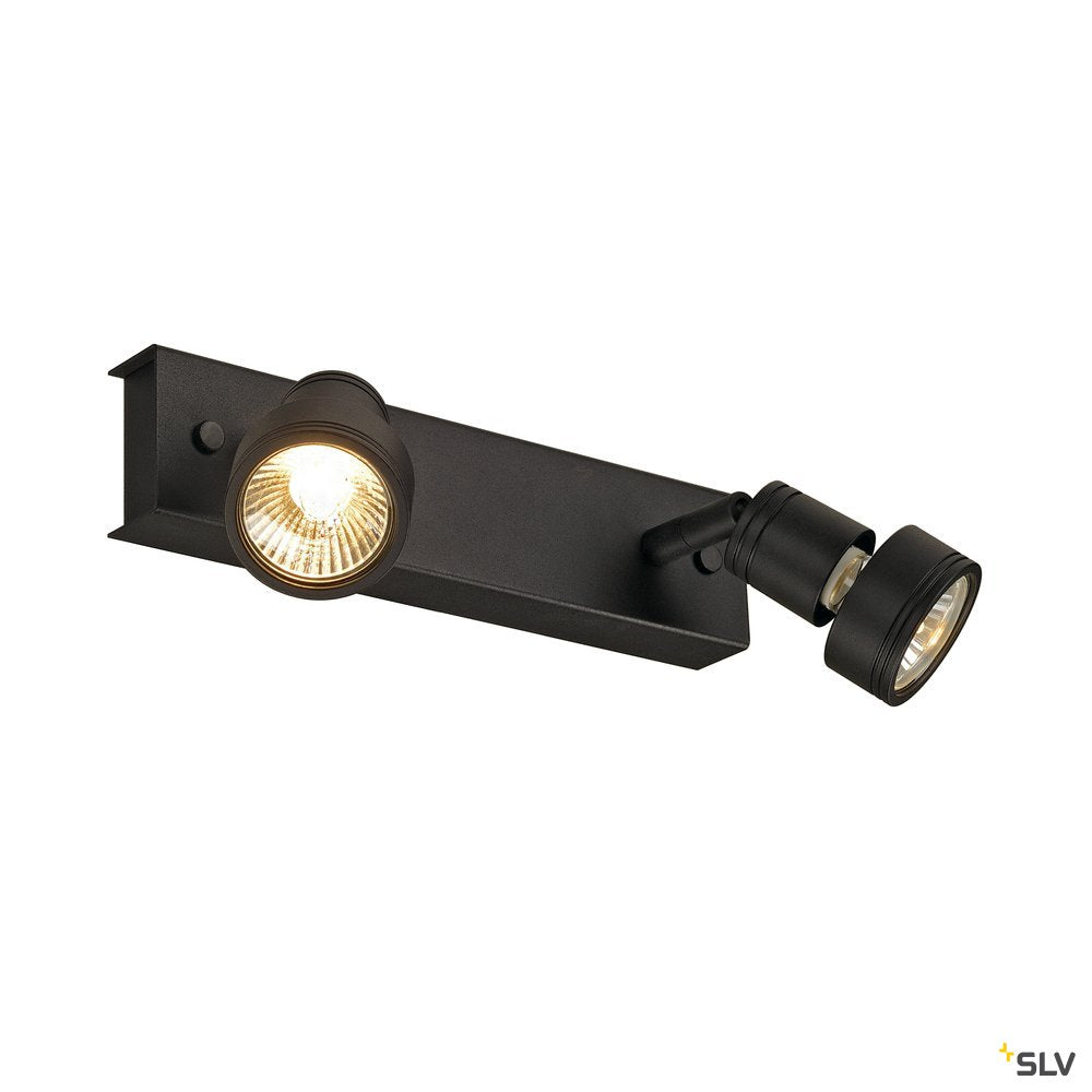 SLV PURI 2 Deckenleuchte, matt- schwarz, 2xGU10, max. 2x50W, mit Decoring