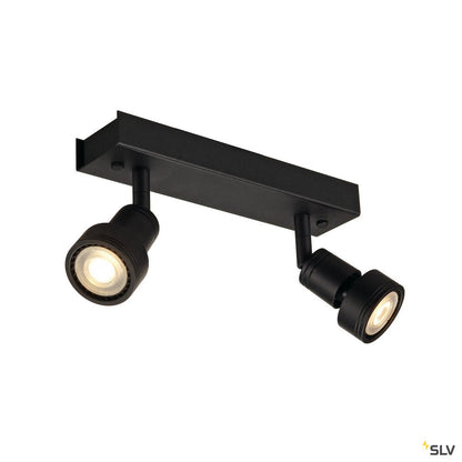 SLV PURI 2 Deckenleuchte, matt- schwarz, 2xGU10, max. 2x50W, mit Decoring