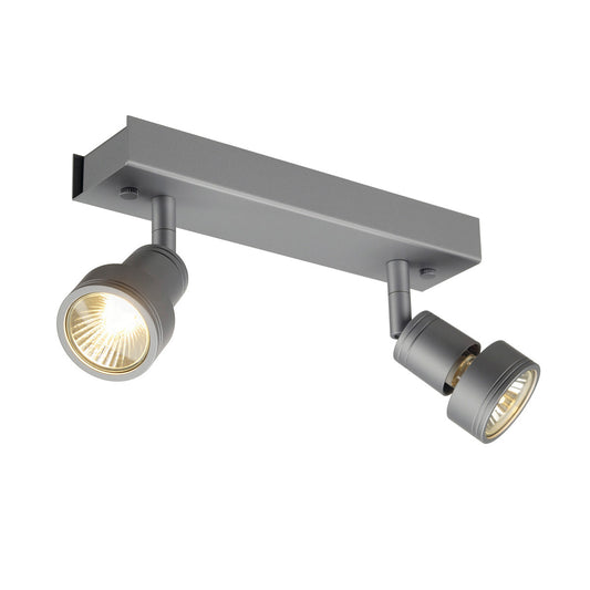 SLV PURI 2 Deckenleuchte, silber- grau, 2xGU10, max. 2x50W, mit Decoring