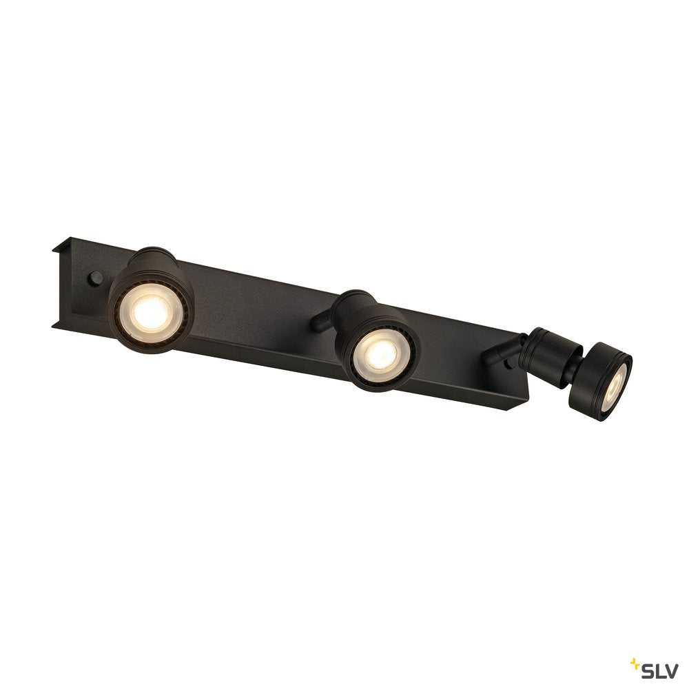 SLV PURI 3 Deckenleuchte, matt- schwarz, 3xGU10, max. 3x50W, mit Decoring