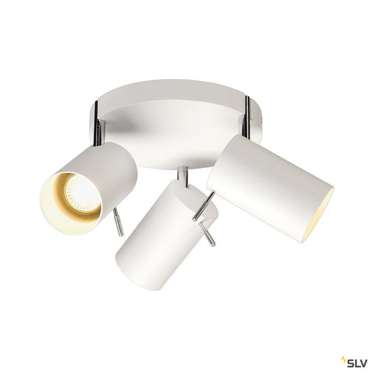 SLV ASTO TUBE 3 ROUND, Wand- und Deckenleuchte, runde Rosette, weiss, 3xGU10, max. 75W