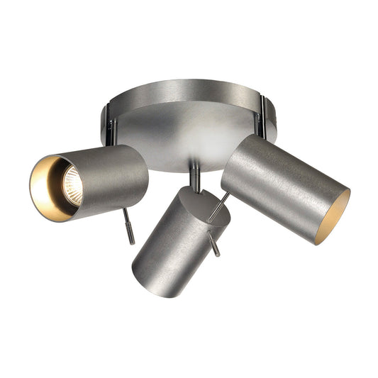 SLV ASTO TUBE 3 ROUND Wand- und Deckenleuchte, runde Rosette, alu brushed, 3xGU10, max. 75W