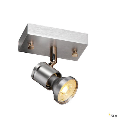 SLV ASTO I Wand- und Deckenleuchte alu brushed, GU10 Spot, max. 75W