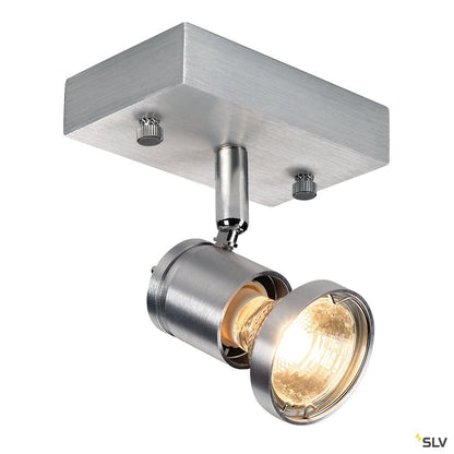 SLV ASTO I Wand- und Deckenleuchte alu brushed, GU10 Spot, max. 75W