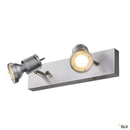 SLV ASTO II Wand- und Deckenleuchte, alu brushed, 2xGU10 Spot, max. 75W