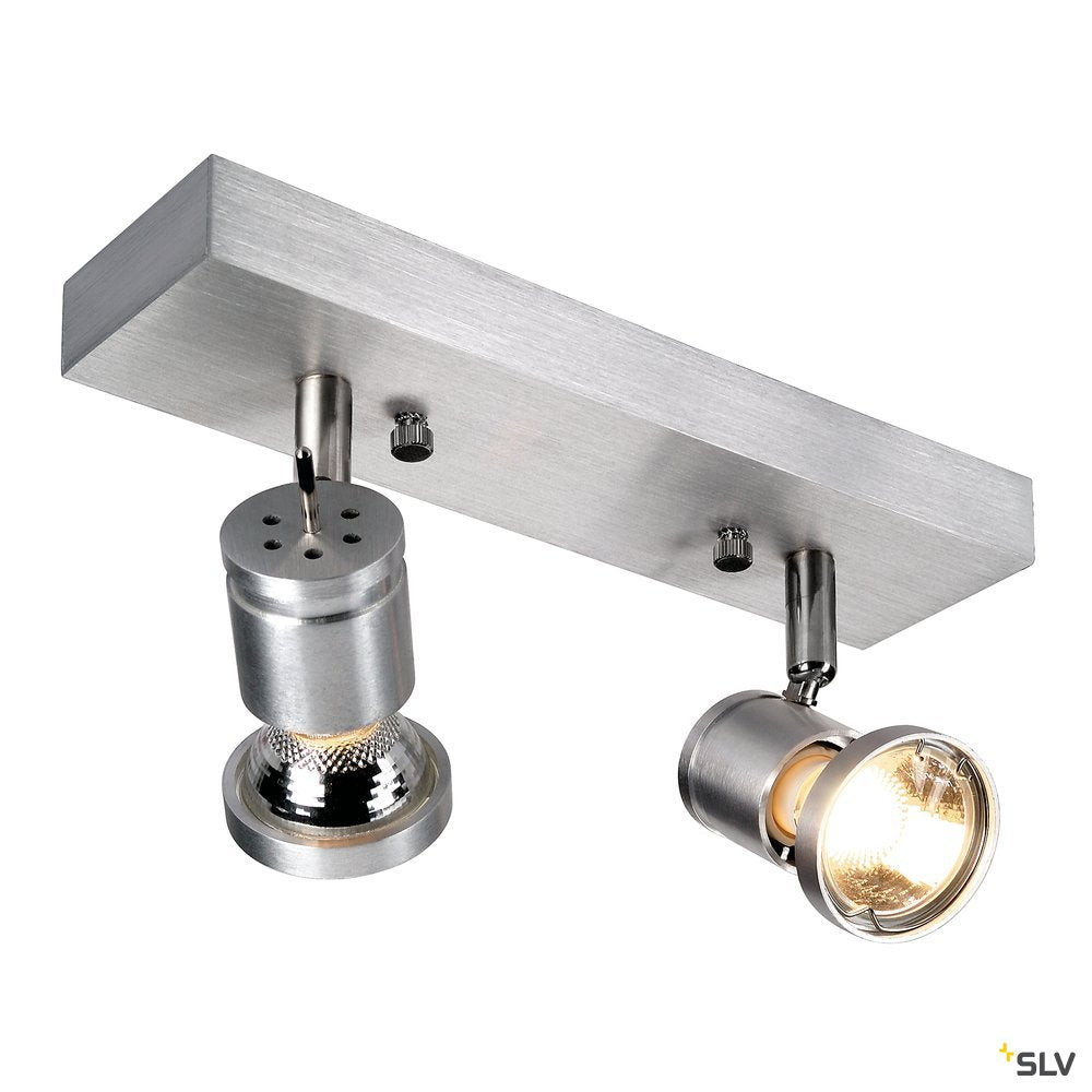 SLV ASTO II Wand- und Deckenleuchte, alu brushed, 2xGU10 Spot, max. 75W
