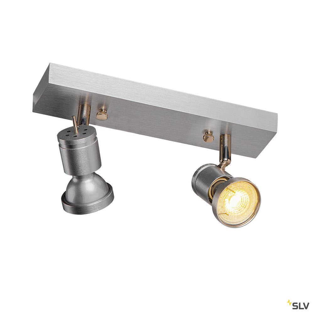 SLV ASTO II Wand- und Deckenleuchte, alu brushed, 2xGU10 Spot, max. 75W