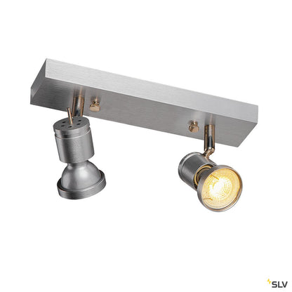 SLV ASTO II Wand- und Deckenleuchte, alu brushed, 2xGU10 Spot, max. 75W