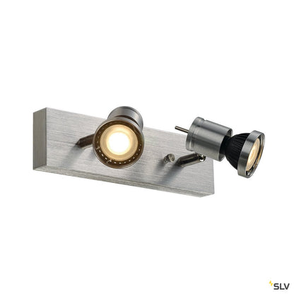 SLV ASTO II Wand- und Deckenleuchte, alu brushed, 2xGU10 Spot, max. 75W